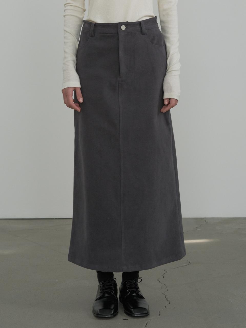 septim SUEDE LONG SKIRT_CHARCOAL
