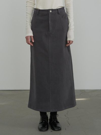 septim SUEDE LONG SKIRT_CHARCOAL