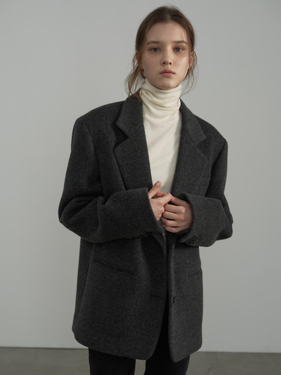 septim WOOL BLAZER COAT_CHARCOAL