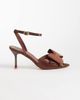 SEQWL SEQWL Bell satin bow heeled sandals in burgundy-Red - 1