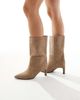SEQWL SEQWL Benz kitten heel ankle boots in taupe-Neutral - 1