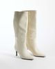 SEQWL SEQWL Benz knee high kitten heel boots in cream-White - 4