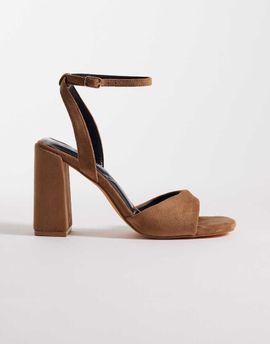 SEQWL SEQWL block heeled sandals in taupe microsuede-Neutral