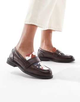 SEQWL SEQWL Cadillac loafers with contrast detail in burnished brown