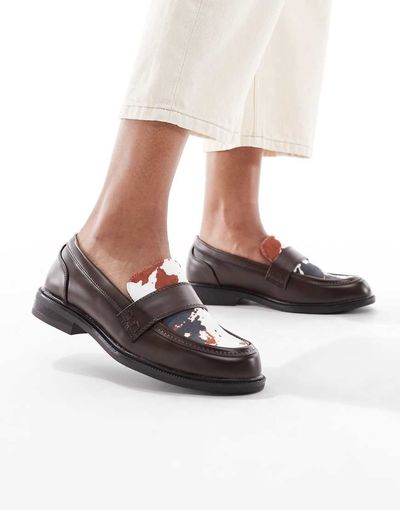 SEQWL SEQWL Cadillac loafers with contrast detail in burnished brown
