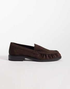 SEQWL SEQWL Cadilliac faux suede penny loafers in chocolate brown