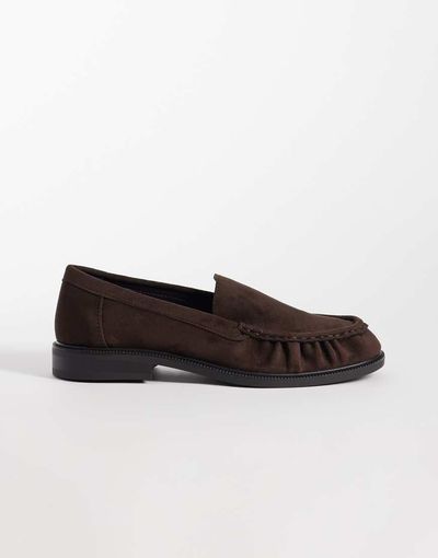 SEQWL SEQWL Cadilliac faux suede penny loafers in chocolate brown