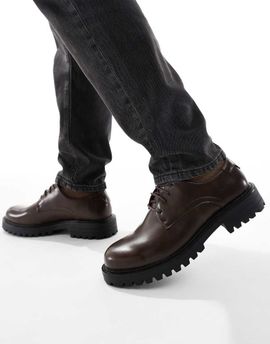 SEQWL SEQWL Calvin chunky lace up derby shoes in brown