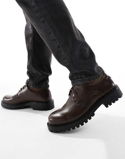 SEQWL SEQWL Calvin chunky lace up derby shoes in brown