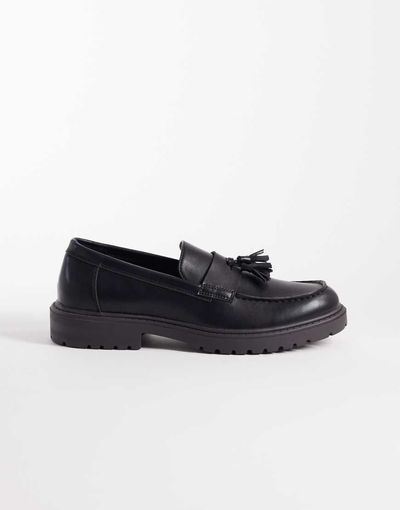 SEQWL SEQWL Calvin Pier tassel loafers in matte black PU