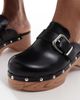 SEQWL SEQWL clog mules with buckles in black-White - 2