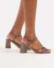 SEQWL SEQWL Dandelion strappy block heeled sandals in satin pewter-Green - 1