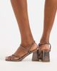 SEQWL SEQWL Dandelion strappy block heeled sandals in satin pewter-Green - 4