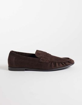 SEQWL SEQWL Dash faux suede refined ruched loafers in chocolate brown
