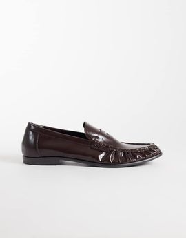 SEQWL SEQWL Dash refined ruched loafers in chocolate brown