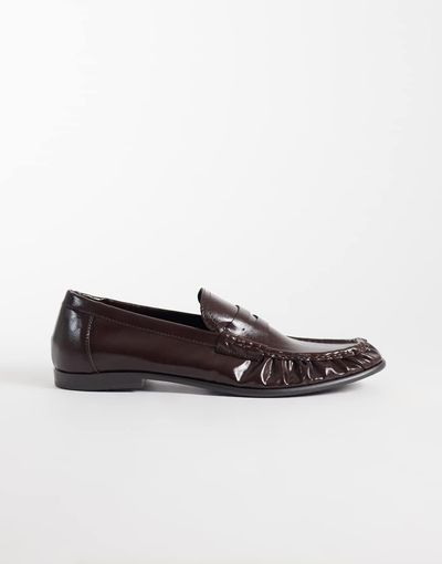 SEQWL SEQWL Dash refined ruched loafers in chocolate brown