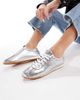 SEQWL SEQWL Drifter lace up gum sole sneakers in silver foil - 1