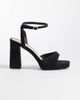 SEQWL SEQWL faux suede platform block heeled sandals in black - 1