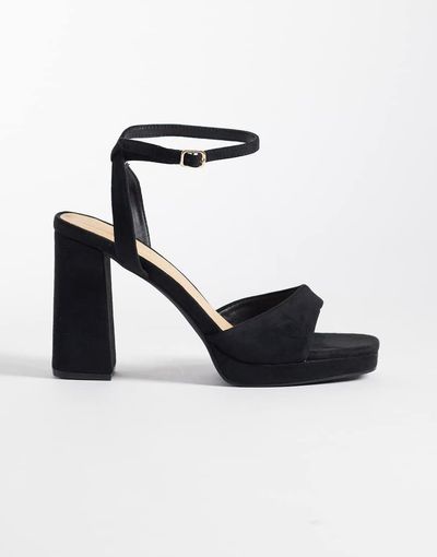 SEQWL SEQWL faux suede platform block heeled sandals in black