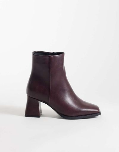 SEQWL SEQWL Fisher block heeled mid ankle boots in burgundy-Black