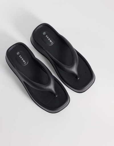 SEQWL SEQWL flatform wedge flip flops in black