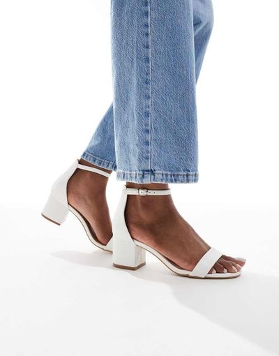 SEQWL SEQWL Hallie mid block heel sandals in white