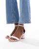 SEQWL SEQWL Hallie mid block heel sandals in white - 3