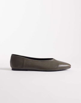 SEQWL SEQWL high vamp ballet flats in olive-Green