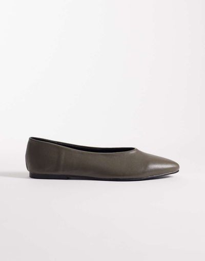 SEQWL SEQWL high vamp ballet flats in olive-Green