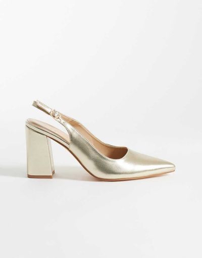 SEQWL SEQWL Hogan block heeled shoes in gold PU