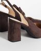 SEQWL SEQWL Hogan sling back block heeled sandals in suedette chocolate-Brown - 4