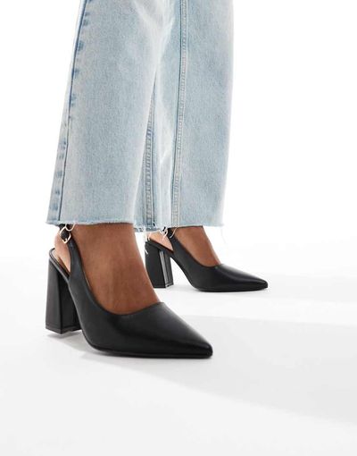 SEQWL SEQWL Hogan slingback block heel sandals in black