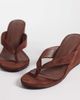 SEQWL SEQWL Ines flip flop wedge sandals in brown microsuede - 2