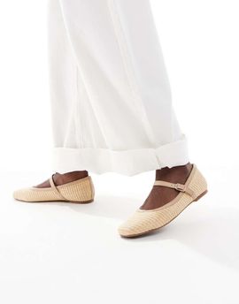 SEQWL SEQWL Iris ballet flats with buckle in natural raffia-Neutral