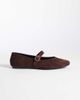 SEQWL SEQWL Iris faux suede high vamp ballet flats in chocolate brown - 1