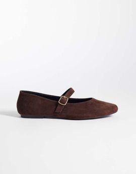 SEQWL SEQWL Iris faux suede high vamp ballet flats in chocolate brown