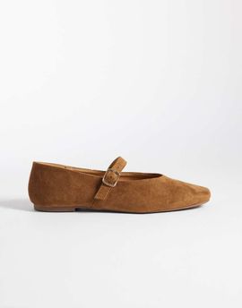 SEQWL SEQWL Iris faux suede high vamp ballet flats in tan-Brown