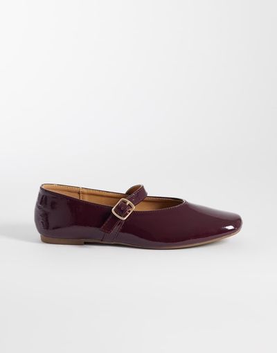 SEQWL SEQWL Iris high vamp ballet flats in burgundy-Red