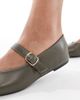 SEQWL SEQWL Iris high vamp ballet flats in olive-Green - 3