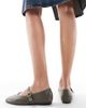 SEQWL SEQWL Iris high vamp ballet flats in olive-Green - 4