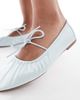 SEQWL SEQWL Iris tie detail ruched ballet flats in baby blue satin - 2