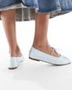 SEQWL SEQWL Iris tie detail ruched ballet flats in baby blue satin - 3
