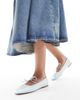 SEQWL SEQWL Iris tie detail ruched ballet flats in baby blue satin - 4