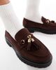 SEQWL SEQWL Jeep chunky tassel loafers in suedette chocolate-Brown - 3