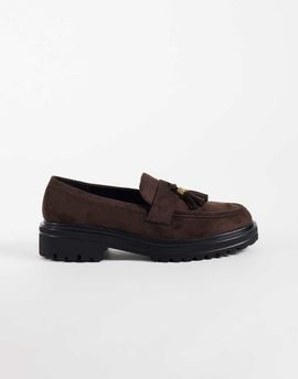 SEQWL SEQWL Jeep faux suede chunky tassel loafers in chocolate brown