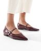 SEQWL SEQWL Jordan pointed toe balelt flats in patent burgundy-Black - 1