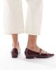 SEQWL SEQWL Jordan pointed toe balelt flats in patent burgundy-Black - 3