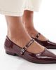 SEQWL SEQWL Jordan pointed toe balelt flats in patent burgundy-Black - 4