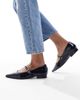 SEQWL SEQWL Jordan pointed toe balelt flats in patent navy-Blue - 1