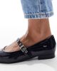 SEQWL SEQWL Jordan pointed toe balelt flats in patent navy-Blue - 3